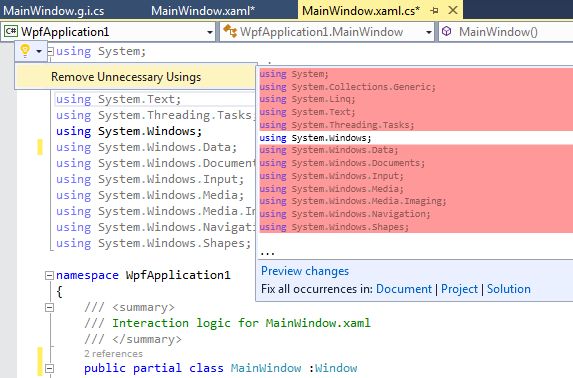 Intellisense XAML